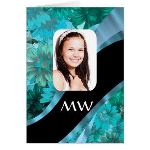 Aquamarine floral personalised photo