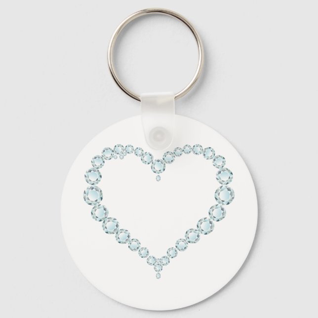 Aquamarine Gem Heart Key Ring (Front)