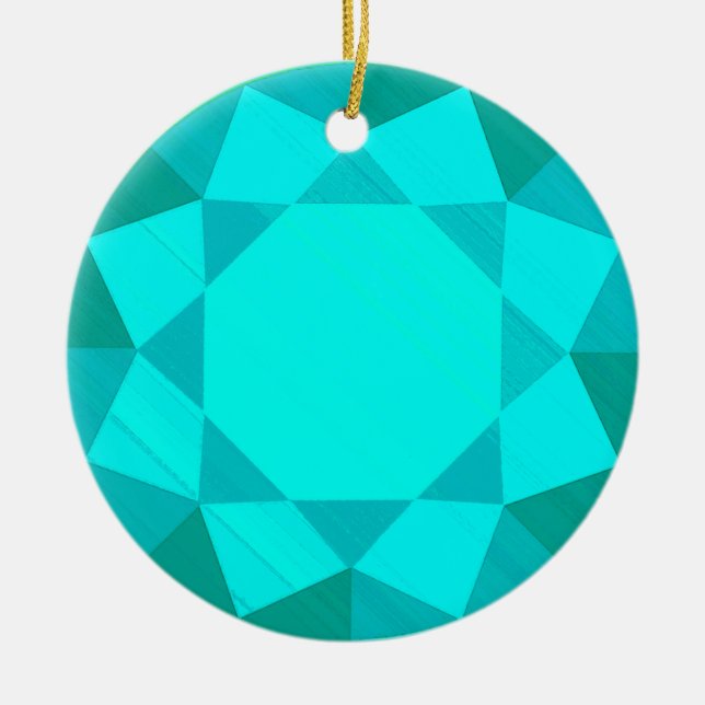 Aquamarine Gemstone / Jewel Graphic Image  Ceramic Tree Decoration (Front)