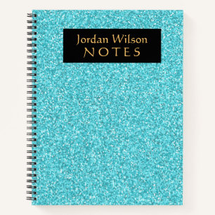 Aquamarine Glitter Spiral Notebook