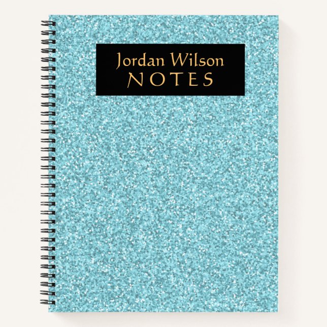 Aquamarine Glitter Spiral Notebook (Front)