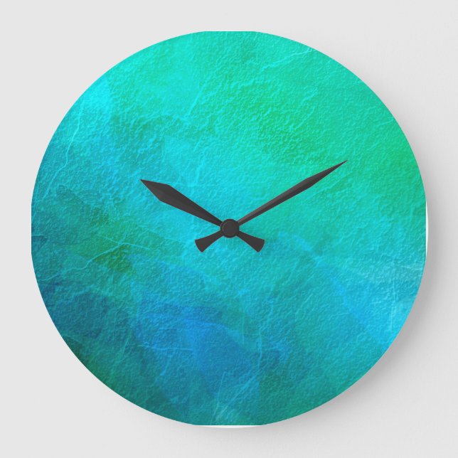 Aquamarine Green Blue Ice Abstract Art Large Clock (Front)