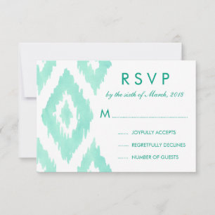 Aquamarine Green Ikat RSVP Card