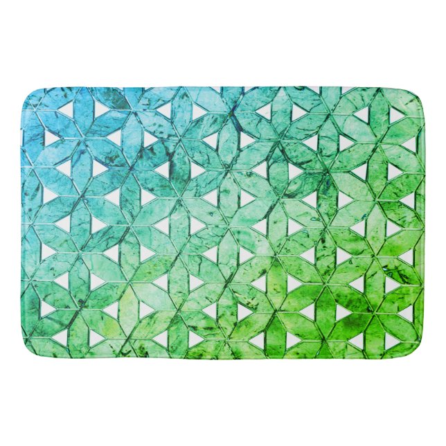 Aquamarine green Mosaic | flower of life Bath Mat (Front)