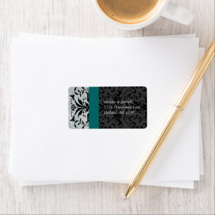 Aquamarine Grey Bumble Bee Damask Address Labels