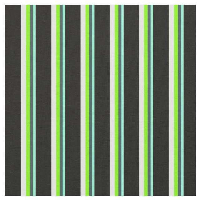 Aquamarine, Grey, Chartreuse, Mint Cream & Black Fabric (Close Up)