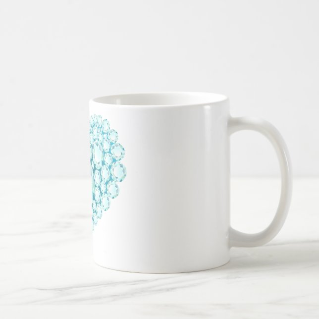 Aquamarine Heart Gems Coffee Mug (Right)