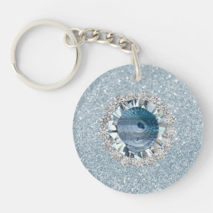 Aquamarine Jewel Seashell Key Ring