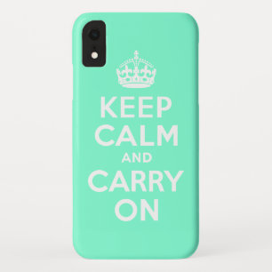 Aquamarine Keep Calm and Carry On Case-Mate iPhone Case