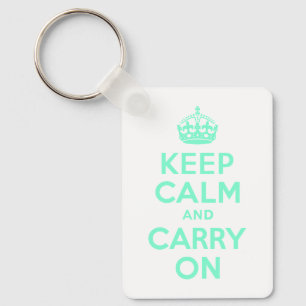 Aquamarine Keep Calm and Carry On Key Ring