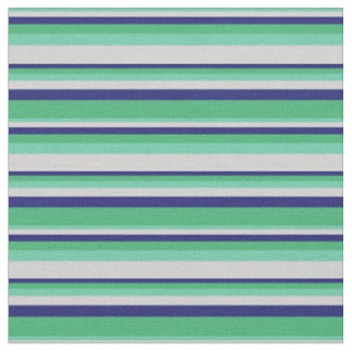 Aquamarine, Light Grey, Midnight Blue & Sea Green Fabric
