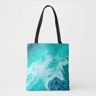 Aquamarine luxury art in Eastern style. Natural Pa Tote Bag