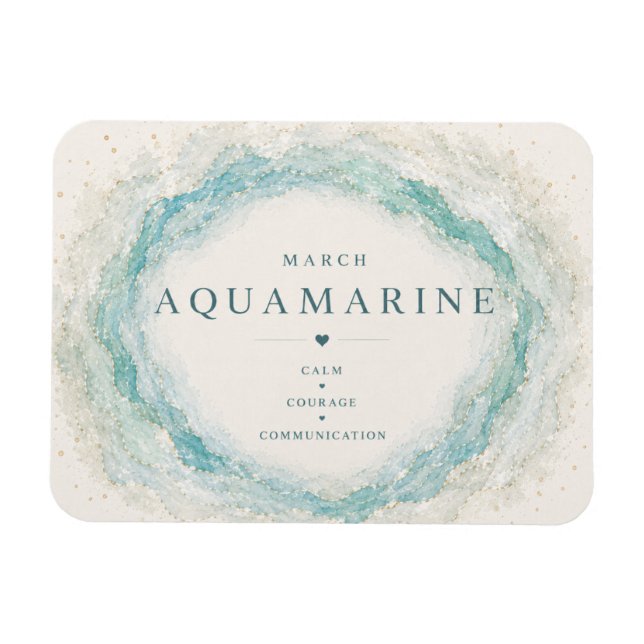 Aquamarine March Birthstone Flexi Magnet (Horizontal)