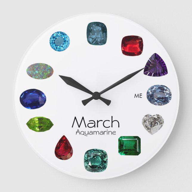 Aquamarine, March Birthstone Large Clock (Front)
