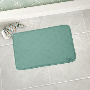 Aquamarine Mermaid Scale Pattern Bath Mat