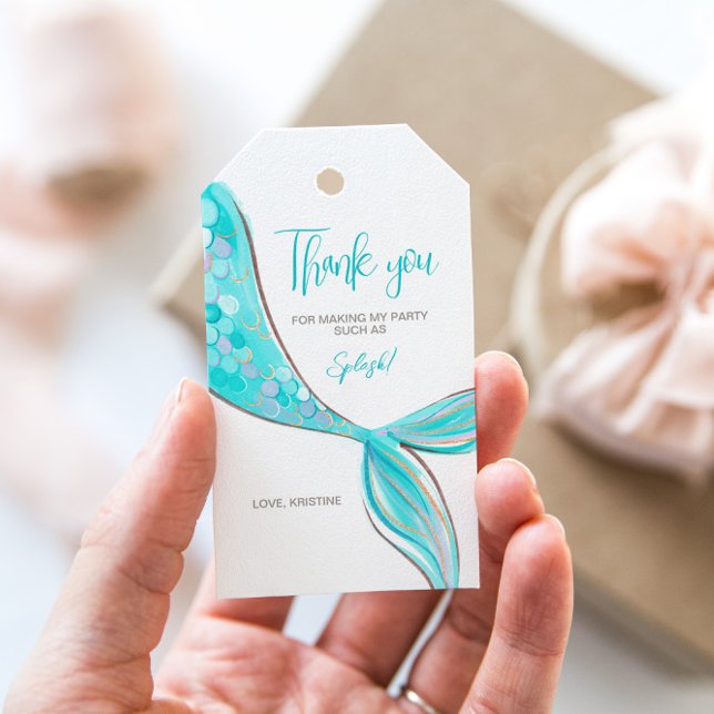 Aquamarine Mermaid Tail Party Gift Tag (Creator Uploaded)