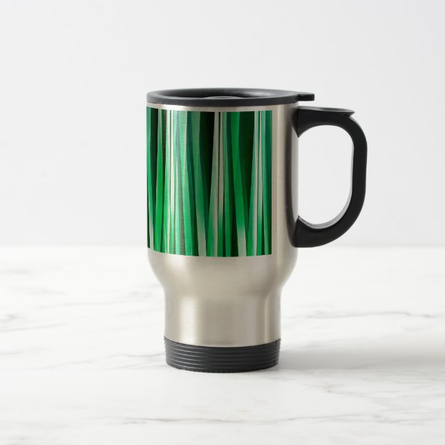 Aquamarine Ocean Stripy Pattern Travel Mug (Right)