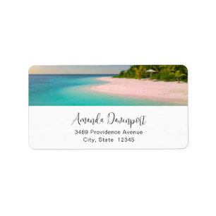 Aquamarine Ocean Tropical Beach Scenic Address Label