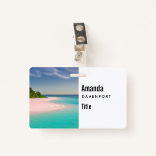 Aquamarine Ocean Tropical Beach Scenic ID Badge