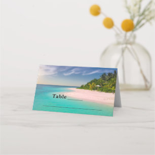 Aquamarine Ocean Tropical Beach Scenic Table Place Card