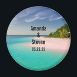 Aquamarine Ocean Tropical Beach Scenic Wedding Magnet<br><div class="desc">Magnet with a beautiful photograph. A scenic tropical beach with aquamarine water and a white sandy beach with a lush forest in the back.</div>