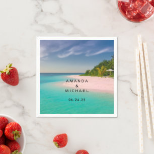 Aquamarine Ocean Tropical Beach Scenic Wedding Napkin