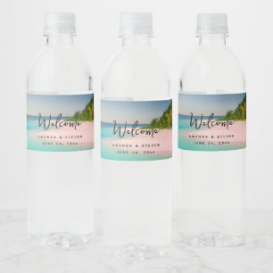 Aquamarine Ocean Tropical Beach Scenic Welcome Water Bottle Label