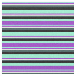 Aquamarine, Orchid, Mint Cream, Slate Grey & Black Fabric