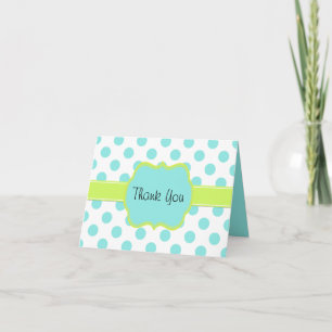 Aquamarine Polka Dot Thank You Card
