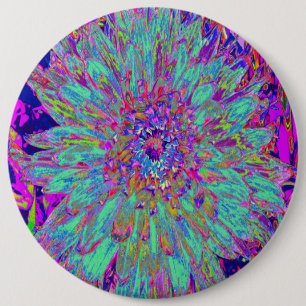 Aquamarine Rainbow Colour Abstract Dahlia Flower 6 Cm Round Badge