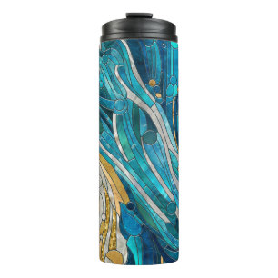 Aquamarine River Abstract Mosaic Art Thermal Tumbler