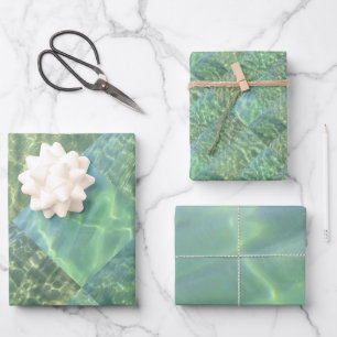 Aquamarine Seafoam Aqua Water Patterns Wrapping Paper Sheet