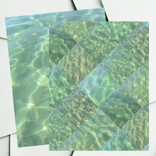 Aquamarine Seafoam Water Patchwork Scrapbook Paper