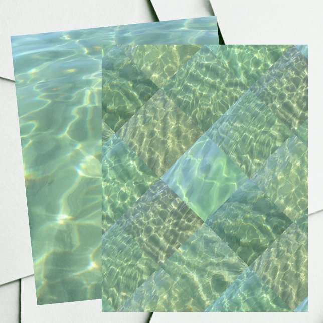 Aquamarine Seafoam Water Patchwork Scrapbook Paper (Creator Uploaded)