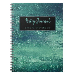 Aquamarine Shimmer   Ombre Blue Green Poetry Notebook