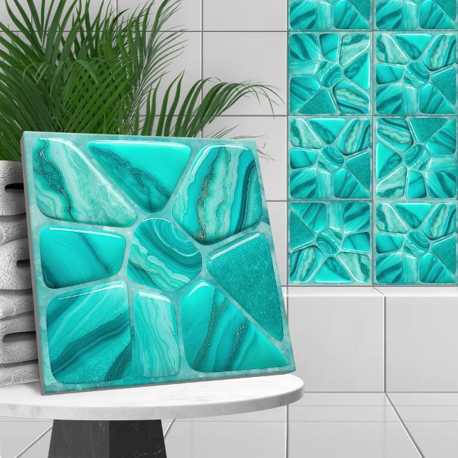 Aquamarine stone Flower Abstract Cellular Art Tile (Creator Uploaded)