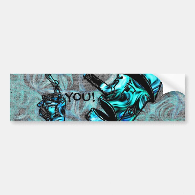 Aquamarine Tin Man Bumper Sticker (Front)