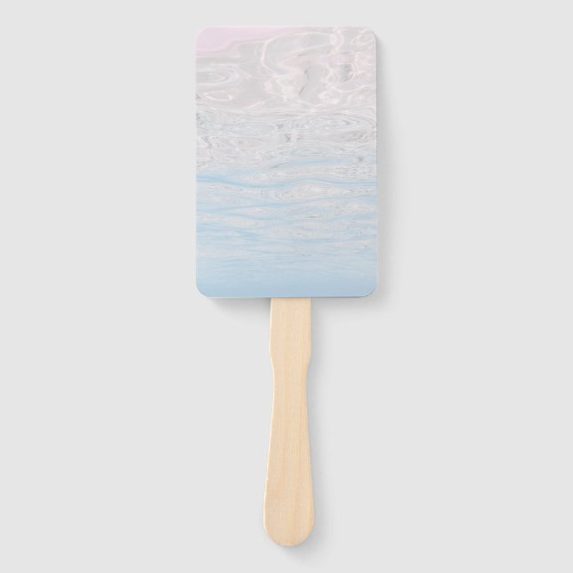 Aquamarine Turquoise Blue Summer Waves Blank Hand Fan (Front)