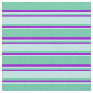 Aquamarine, Turquoise & Dark Violet Colored Lines Fabric