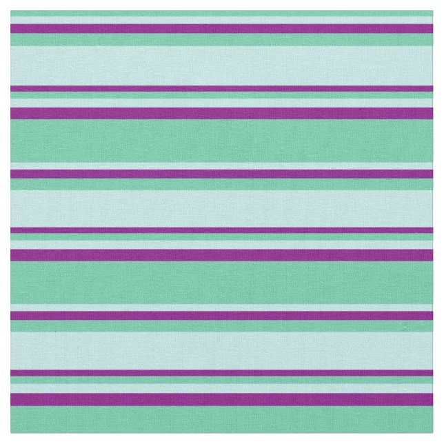 Aquamarine, Turquoise & Purple Lined Pattern Fabric (Close Up)