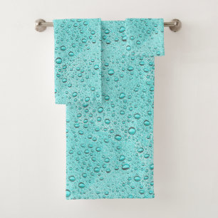 Aquamarine water droplets bath towel set