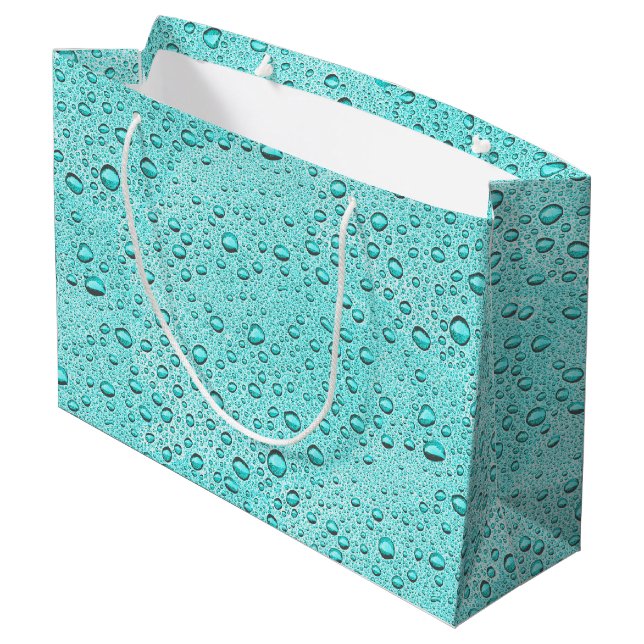 Aquamarine water droplets large gift bag (Back Angled)