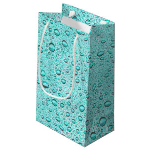 Aquamarine water droplets small gift bag