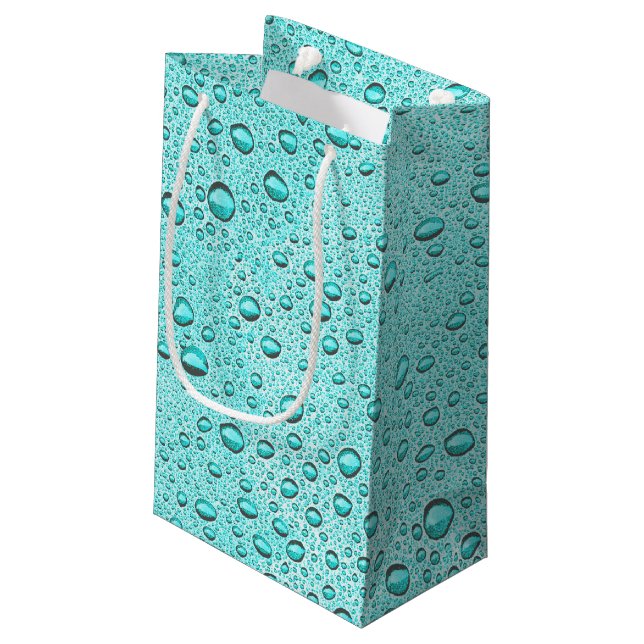 Aquamarine water droplets small gift bag (Back Angled)