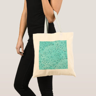 Aquamarine water droplets tote bag
