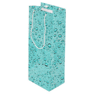 Aquamarine water droplets wine gift bag