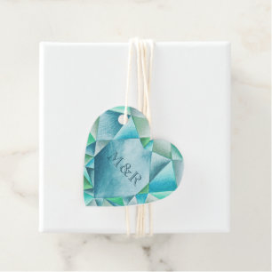 Aquamarine Watercolor Heart Cute Valentine's Day Favour Tags