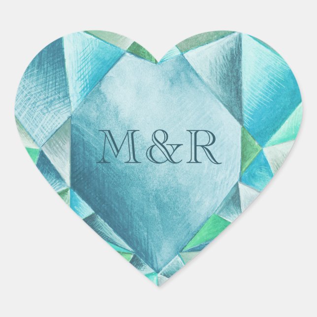   Aquamarine Watercolor Heart Cute Valentine's Day Sticker (Front)