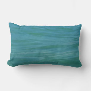 Aquamarine Waves Beach Theme Tropical Blue Green Lumbar Cushion