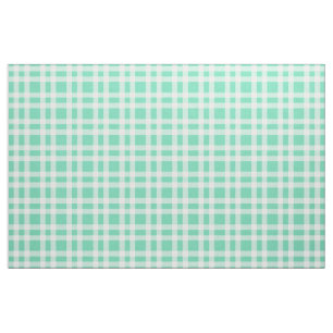Aquamarine White Plaid Pattern Fabric